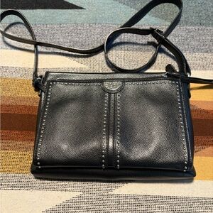 Brighton Jagger Black Pebbled Leather Crossbody Organizer Bag